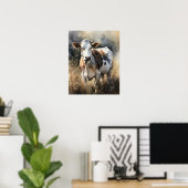 Poster d'art animal de ferme de vache (Bureau à domicile)