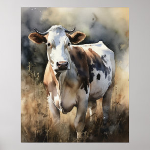 Poster d'art animal de ferme de vache