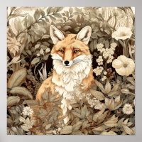 Poster d'art animal de la forêt Fox