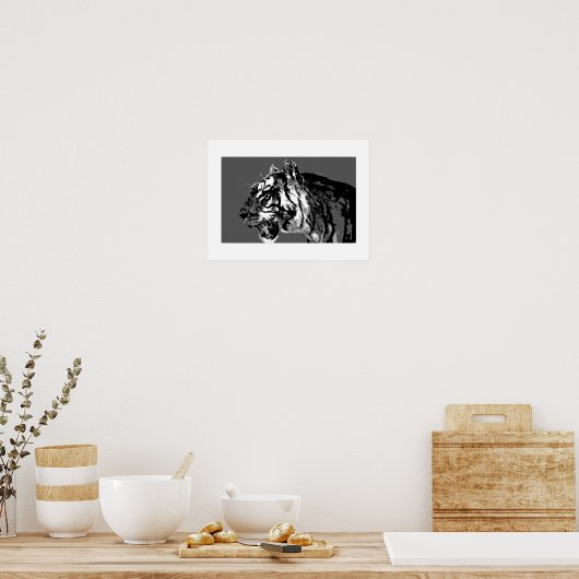 Poster d'art B&W Sibérien Tiger Pop Imprimer (Cuisine)