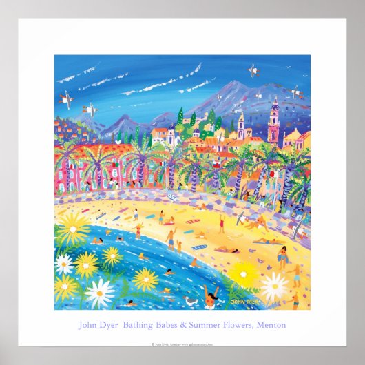 Poster d'art : Bébés de bain & Fleurs d'été, Mento (Devant)