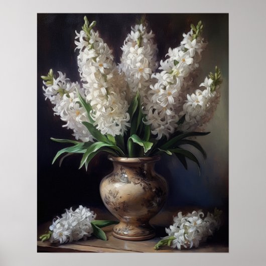 Poster d'art blanc Fleurs d'Hyacinthe (Devant)