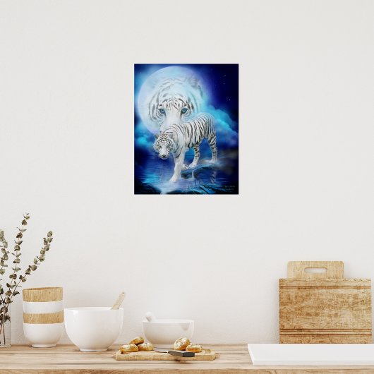 Poster d'art blanc Tiger Moon / Imprimer (Cuisine)