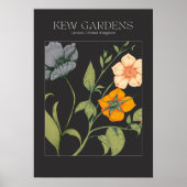 Poster d'art botanique floral noir (Devant)