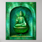 Poster d'art bouddhiste vert Bouddha Zen (Devant)