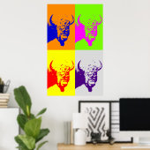 Poster d'art Buffalo Art Four Color Pop Art (Bureau à domicile)