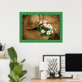 Poster d'art Casquette de paille et marguerites (Bureau à domicile)