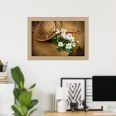 Poster d'art Casquette de paille et marguerites (Bureau à domicile)
