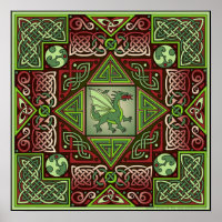 Poster d'art celtique Dragon Labyrinth