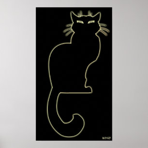 Poster d'Art Chat Amoureux des chats noir Imprime