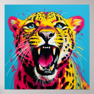 Poster d'art Cheetah Pop gras et vibrant - Parfait