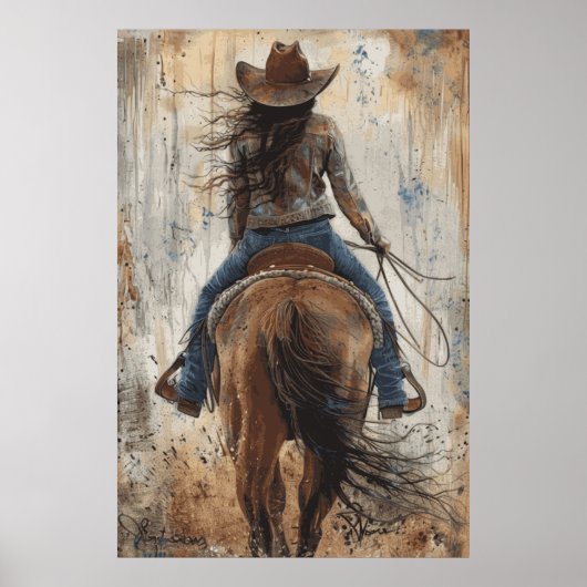 Poster d'art Cheval Lover Cowgirl (Devant)
