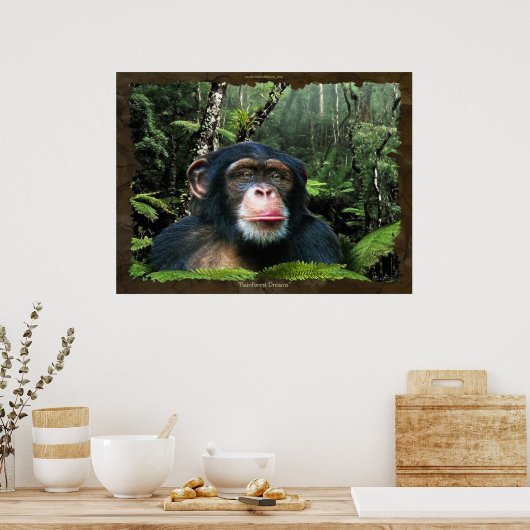 Poster d'art Chimpanzé "RAINFOREST DREAMS II" (Cuisine)
