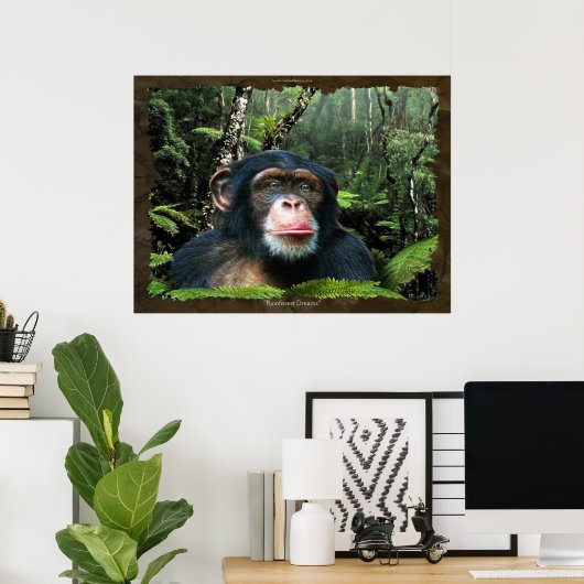 Poster d'art Chimpanzé "RAINFOREST DREAMS II" (Bureau à domicile)