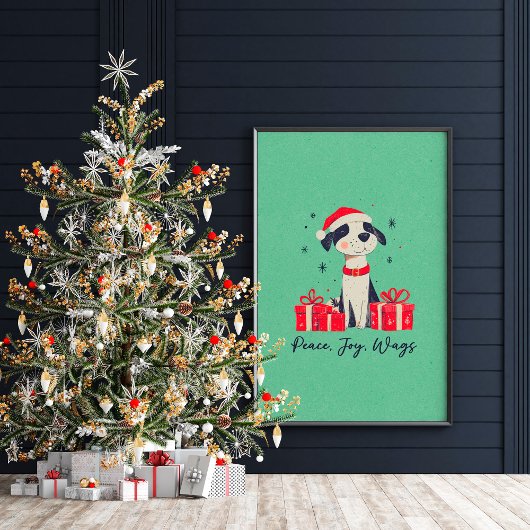 Poster d'art chiot de Noël ou papier découpage