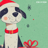 Poster d'art chiot de Noël ou papier découpage