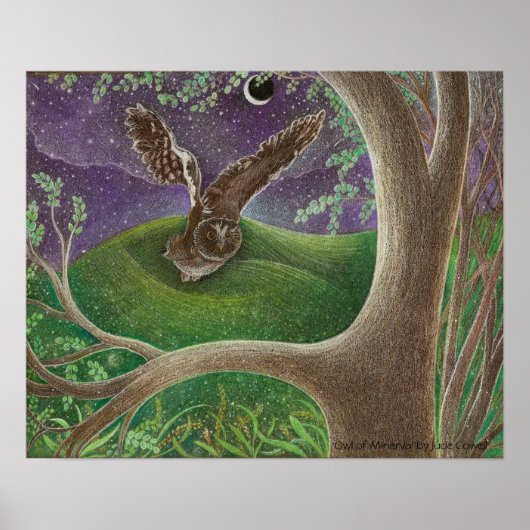 Poster d'art 'Chouette de Minerva' bronze matte uv (Devant)
