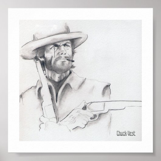 Poster d'art Clint Eastwood Pencil (Devant)