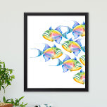 Poster d'art coloré de la plage aquarelle<br><div class="desc">Ajoutez une touche vibrante à vos chambres, salles de bain et salon avec cet art côtier coloré, avec une réplique de mon original aquarelle peinte à la main, la reine tropicale triggerfish. Parfait pour le décor de maison de plage, cette oeuvre d'art de poissons tropicaux vient compléter n'importe quel cottage...</div>