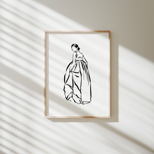 Poster d'art Coréen Hanbok Woman Ink Line