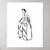 Poster d'art Coréen Hanbok Woman Ink Line (Devant)