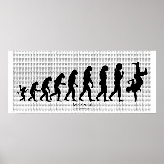 Poster d'art Darwinian Evolution of Rap "RAPPER" (Devant)