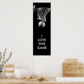 Poster d'art de basketball unique en noir et blanc (Cuisine)