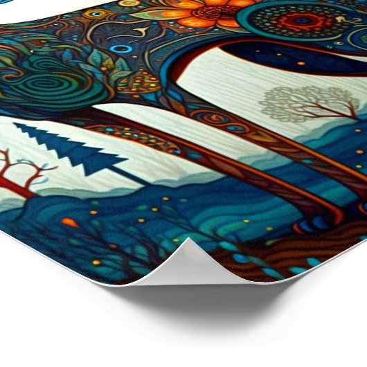 Poster d'art de Boho Wolf Surreal Wildlife (Coin)