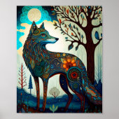Poster d'art de Boho Wolf Surreal Wildlife (Devant)
