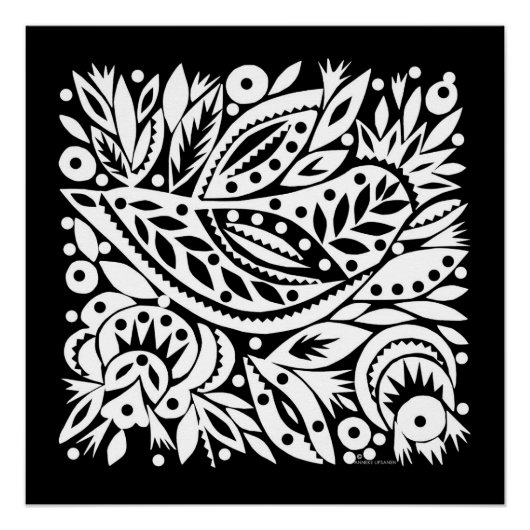 Poster d'art de BW Bird - Image négative (Devant)