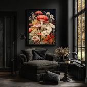 Poster d'art de champignons de style vintage