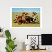 Poster d'art de chasse Buffalo Amérindiens (Bureau à domicile)