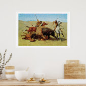 Poster d'art de chasse Buffalo Amérindiens (Cuisine)