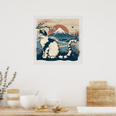 Poster d'art de chat de style japonais pour Amoure (Cuisine)