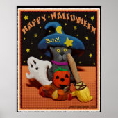 Poster d'art de chat effrayé d'Halloween (Devant)