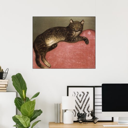 Poster d'art de chat/Imprimer : Chat étiré de Stei (Bureau à domicile)