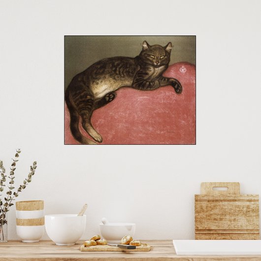 Poster d'art de chat/Imprimer : Chat étiré de Stei (Cuisine)