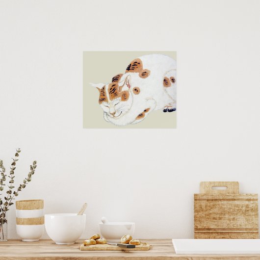 Poster d'art de chat japonais couché Imprimer (Cuisine)