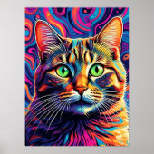 Poster d'art de chat psychédélique coloré (Devant)
