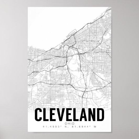 Poster d'art de Cleveland Ohio Minimaliste (Devant)