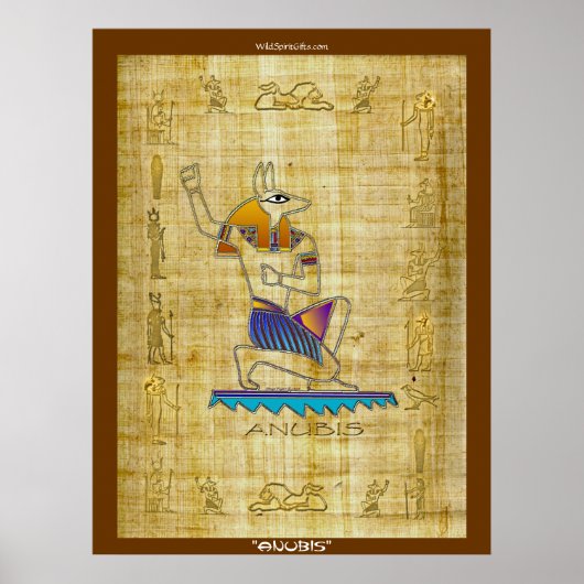 Poster d'art de Dieu égyptien "ANUBIS on Papyrus" (Devant)
