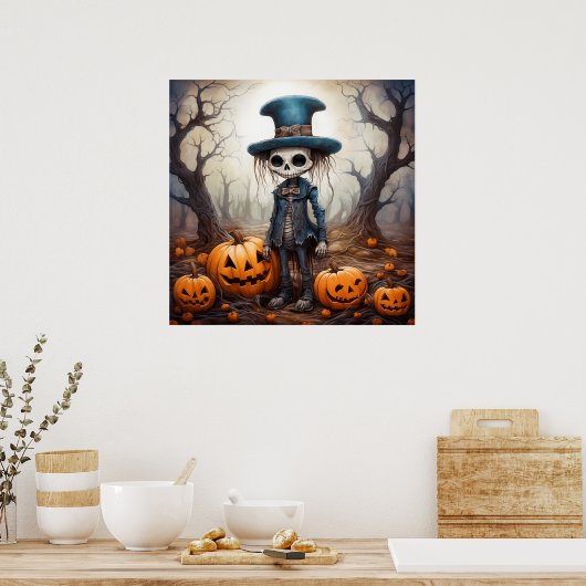 Poster d'art de Halloween Skeleton (Cuisine)