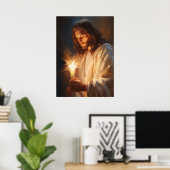 Poster d'art de Jésus tenant une bougie (Bureau à domicile)
