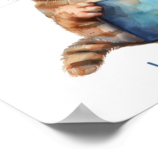 Poster d'art de la crèche Chat Lire un livre Perso (Coin)