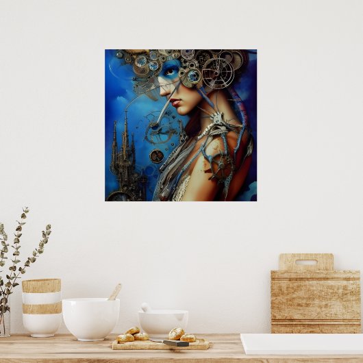 Poster d'art de la déesse Steampunk (Cuisine)