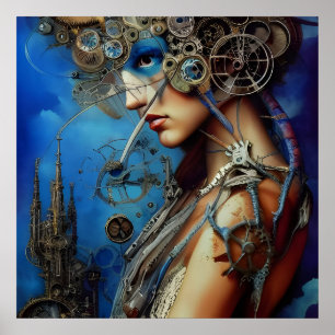 Poster d'art de la déesse Steampunk