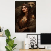 Poster d'art de la femme et du loup Imprimer Wall  (Bureau à domicile)