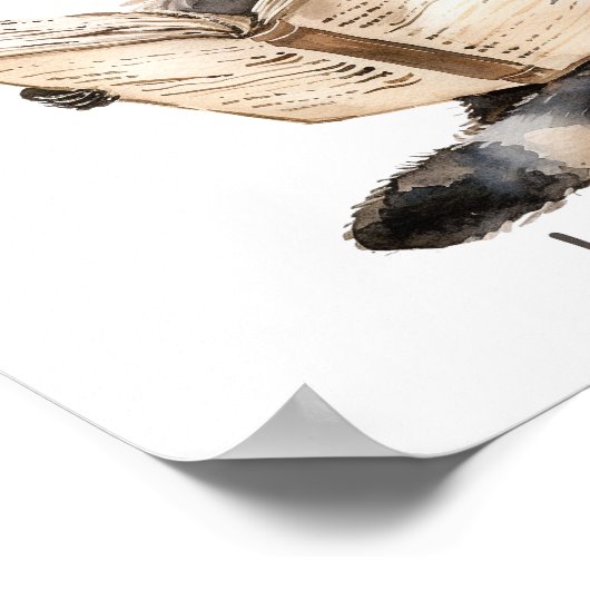 Poster d'art de la pépinière Raccoon Lecture (Coin)