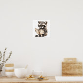 Poster d'art de la pépinière Raccoon Lecture avec  (Cuisine)