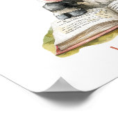 Poster d'art de la pépinière Vache Lire un livre P (Coin)